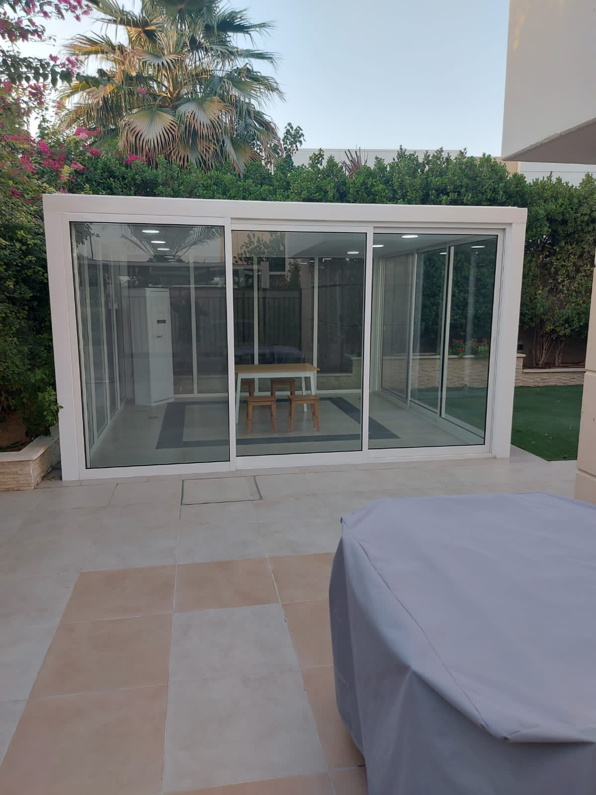 White framed glass extension — Al Barsha villa